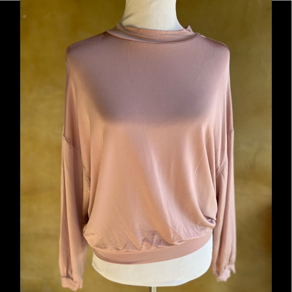 NWT Mango Tie Back Blouse Batwing Sleeve Silky Women's Top Size S/M